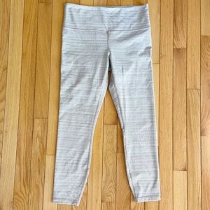 Athleta Tan Cream Striped Textured Leggings Medium